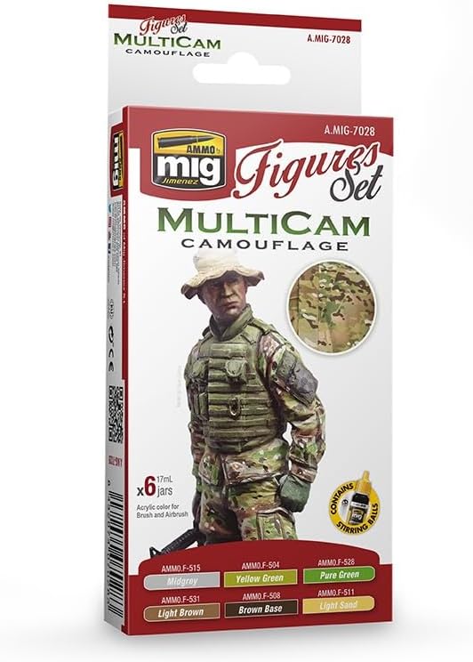 Ammo By Mig Jimenez Acrylics - Multicam Camouflage Set (6 Jars, 17ML Each) - AMIG7028