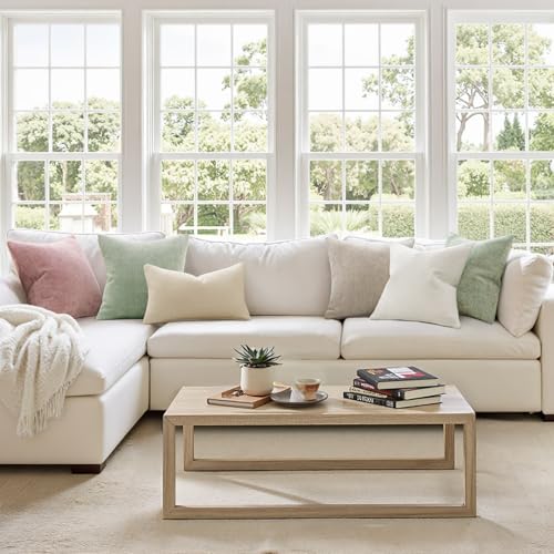 Image of MIULEE Pack of 2 Couch Throw Pillow Covers 20x20 Inch Aesthetic Pink Modern Boho Accent Decorative Pillow Covers Soft Cute Chenille Farmhouse Cushion Covers for Home Decor Bed Sofa Living Room