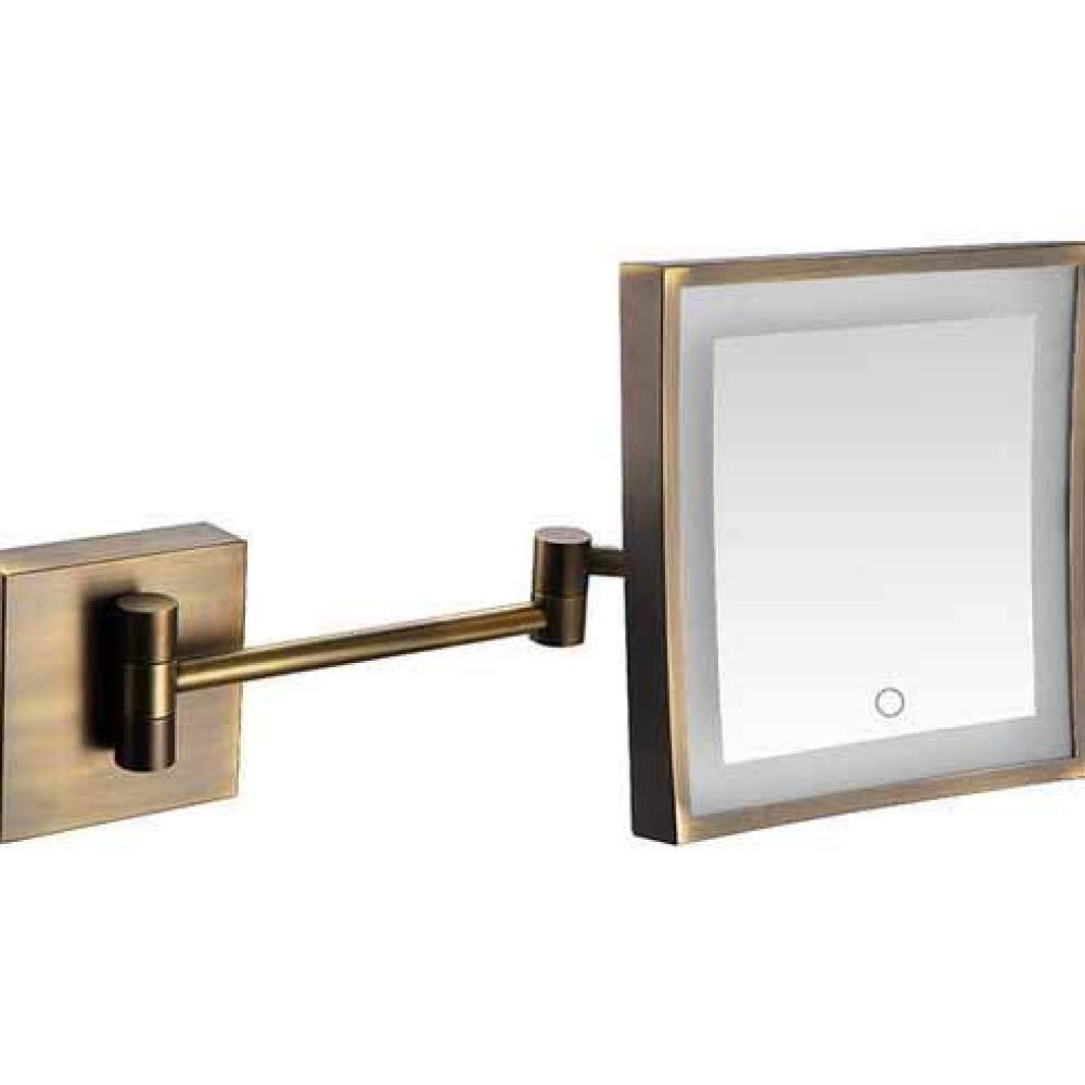 Support mural pour miroir cosmétique carré grossissement 3X extensible fini antique