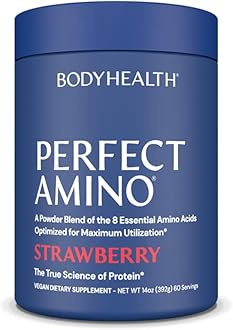 PerfectAmino Powder - BCAA and EAA Powder for Pre and Post Workout - Amino Acid Energy Drink for Men and Women to Support Lean Muscle and Recovery - Strawberry - 60 Servings
