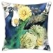 ZEBE Motif floral avec paon Housse de coussin décorative à fermeture éclair pour maison canapé chambre chaise de voiture maison fête intérieur extérieur 18 x 18 pouces 45 x 45 cm