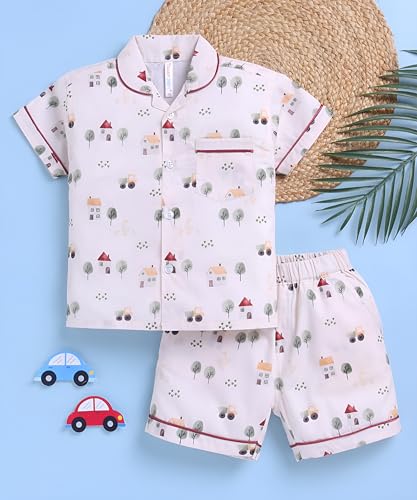 Image of Toonyport Kids Cotton Print Pyjama Set, Short Sleeve Shirt with Shorts