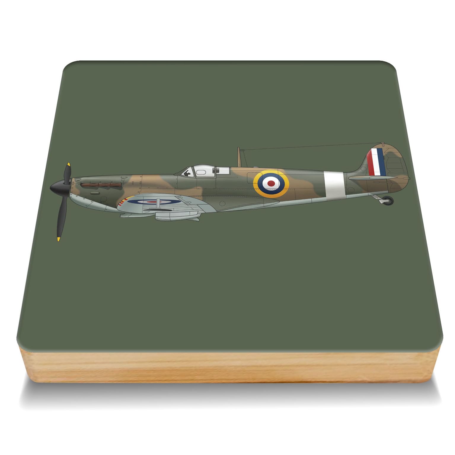 Spitfire Drinks Coaster, for Enthusiasts, Bamboo, 10 x 10 cms