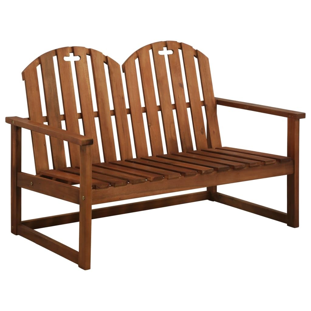Ławka ogrodowa 110 cm, lite drewno akacjowe, 2-osobowa ławka do siedzenia, do ogrodu, na taras, balkon, odporna na warunki atmosferyczne, wytrzymała drewniana ławka do użytku na zewnątrz