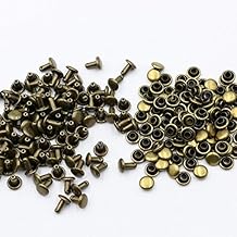 KUKU Koubou Double-Sided Caulking Leather Craft Material, Set of 100 (Head 0.2 x Foot 0.2 inches (6 mm), Antique Gold)