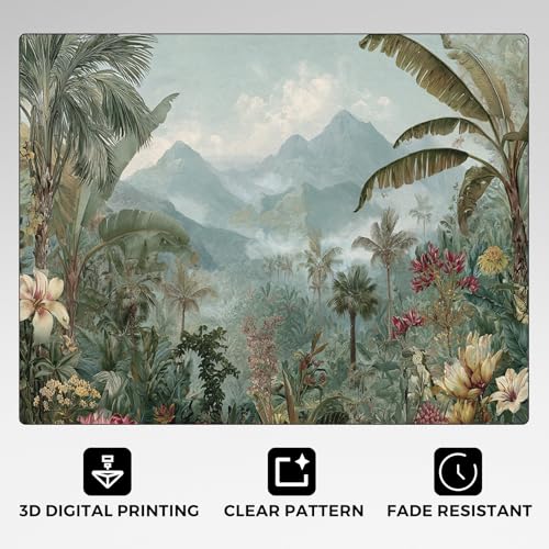 Tapis salon jungle tropicale chic moquette douce de bureau