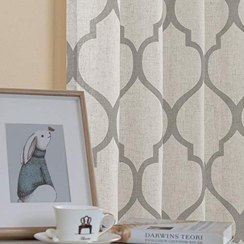 jinchan Printed Curtain Moroccan Tile Linen Textured Curtains Panels Bedroom Living Room Lattice