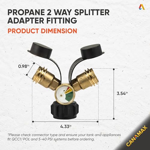 Propane Tank Y Splitter Adapter with Gauge