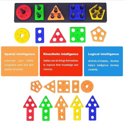 Image of NIBAR Baby Smart Activity Fun & Learning Blocks Geometrics, Educational & Learning Sorter Toys, Color Choose Stacking Game for Kids Baby, 1 2 3+ Year Activity Toys