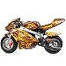 XtremepowerUS Mini Pocket Motorcycle Gasoline Bike Motorcycle 40cc 4-Stroke EPA Engine Seat Padded (Yellow Flame)