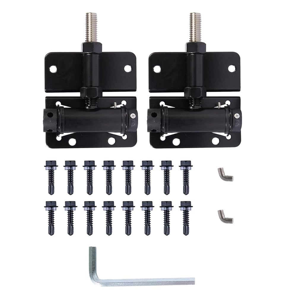 Jnchdghwa Black Self-Closing Hinge Pack(2) For Vinyl/Wooden Doors-Smooth Open Close Mechanism Easy To Install Operation