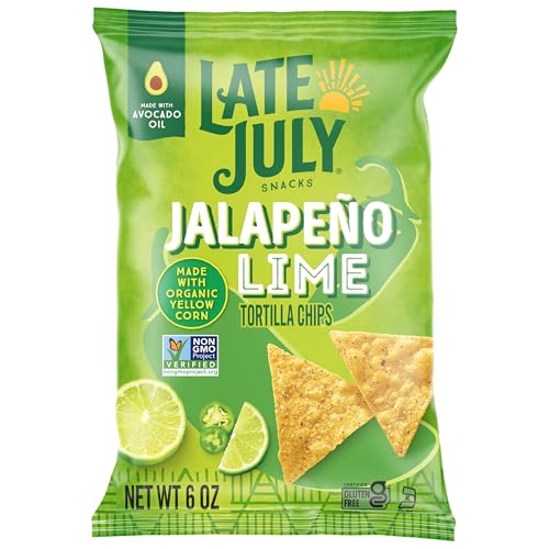 LATE JULY Snacks Jalapeno Lime Tortilla Chips, 6 Oz Bag