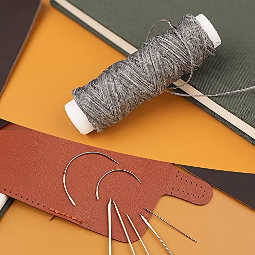 32 Yards Waxed Thread With Leather Hand Sewing Needles, 150D Flat Sewing Waxed Thread, And Leather Repair Needles For Home Upholstery Carpet Leather Canvas Repair And Sewing #TOP5