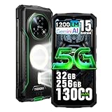 DOOGEE Fire 7 Pro 5G Telefono Irrompible,Función POC,13000mAh/33W,32GB+256GB/2TB Android 15 Movil Indestructible,6.6''HD+ 90Hz,64MP AI Cámara Móvil Rugerizado,1200LM Camping/3 Slot/NFC/3.5mm (Verde)