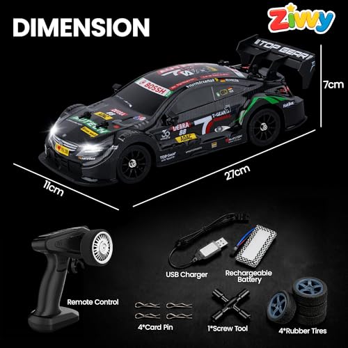 Image of Big Remote Control Car Black | 2.4G Remote Control Drift RC Car with 150m Range, Neon Lights & Music | Rechargeable RC Racing Toy | Best Gift for Boys & Girls 2 3 4 5 6 7 8+ Years