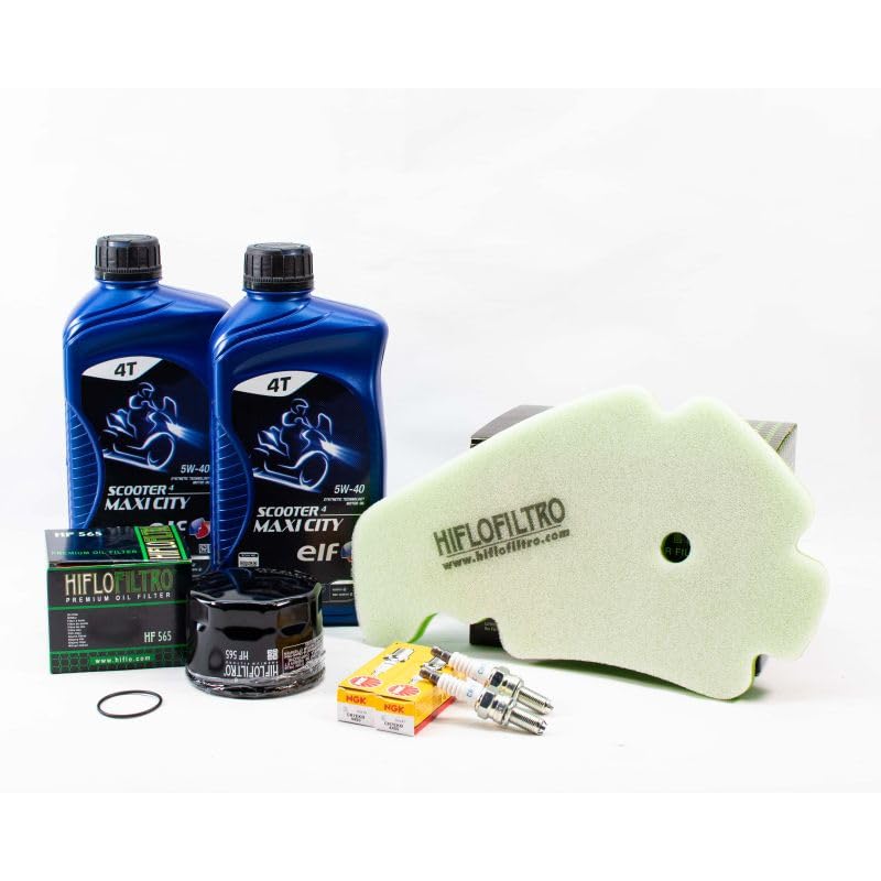 Kit Révision Filtres Bougies pour PIAGGIO MP3 500 LT ie Business ABS de 2016 à 2018 - E.LF SCOOTER 4 MAXI CITY 5w40 2L