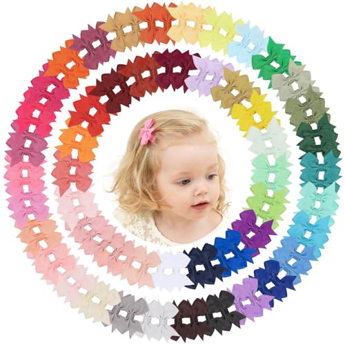 Image of doboi Hair Clips 100PCS 2" Infant Grosgrain Boutique Ribbon Mini Bows for Girls Teens Infants Kids Toddlers Newborn - 50 Pairs Set