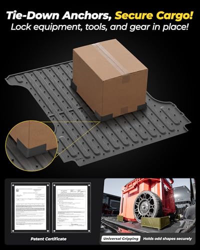 Image of 3W Truck Bed Mat for Dodge Ram 1500 /1500 RHO 2019-2026 & Ram 1500 Classic 2019-2024 Short Bed (5.7 FT / 67.4inches) All Weather Protection TPE Heavy Duty Cargo Bed Liner (Not for Rambox)