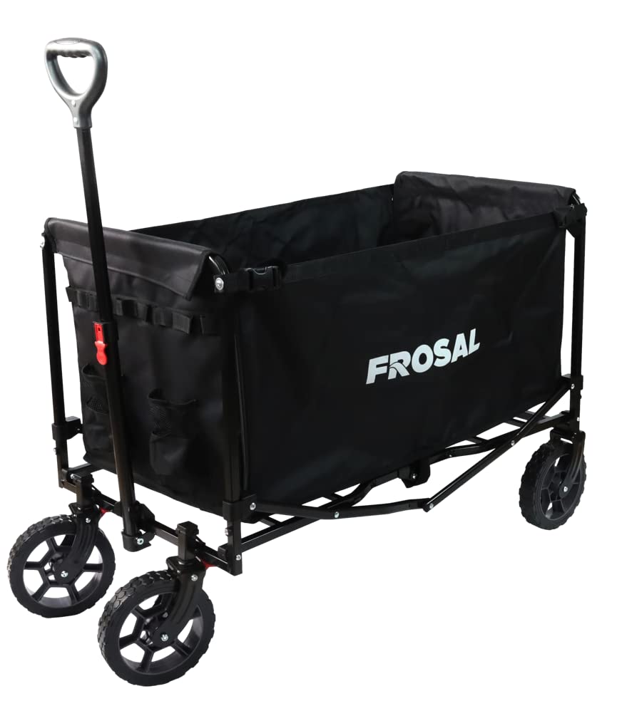 FROSAL Bollerwagen Bruno schwarz faltbar | Transportwagen für Hunde mit leichtem Einstieg