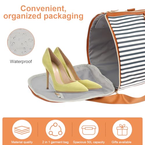 Convertible Duffel Garment Bag, Garment Duffle Bags for Travel, Weekender Bag with Shoe Pouch, Large Carry on Garment Bag for Women, 2 in 1 Hanging Suitcase Suit (Blue)4