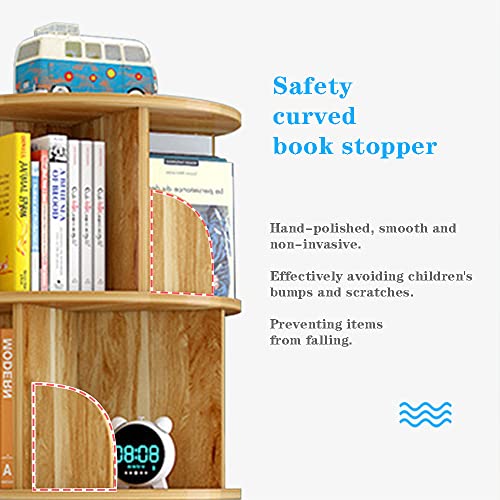 Fsigom 360° Rotating Circular Creative Bookshelf Storage Rack Children's Multifunctional Storage Shelf Bookcase (5, Redwood) #TOP4