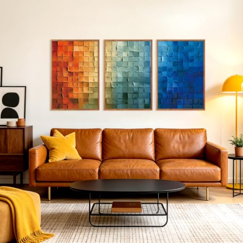 Image of CHDITB 3D Textured Gradient Block Wall Art, Modern Geometric Abstract Decor