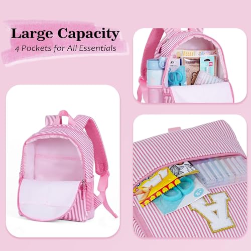 YOOLIFE Backpack for Girls Kids Toddler, Lunch Bags for Teen Girl, Birthday Gifts for 6 7 8 9 10 Year Old Girls Bookbag, Pink E4