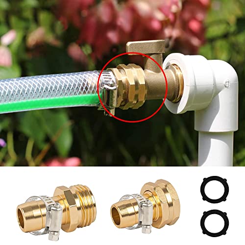 Hourleey Garden Hose Repair Connector With Clamps, Fit For 3/4" Or 5/8" Garden Hose Fitting, 2 Set #TOP6