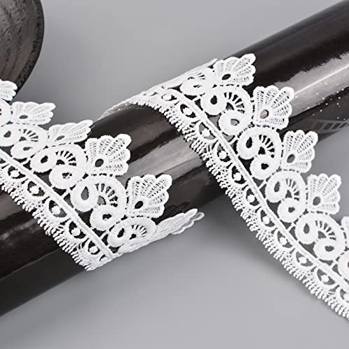 URROMA White Lace Trim, 5 yards Venice Lace Ribbon Embroidery Lace Trim Floral Craft Lace for Sewing DIY Crafts for Home Decor 1.96in - Image 4