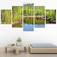 SIGNWIN 5 Panel Canvas Wall Art Modern Art Dramatic Forest Multicolor Photography Romantics Scenic for Home Decorations Ready to Hang - 60