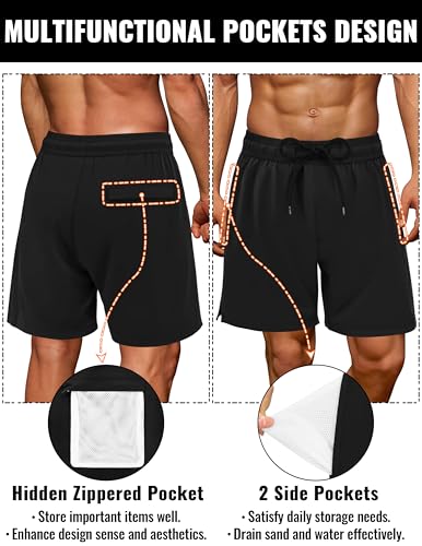 Sarfel Mens Swim Trunks with Compression Liner Mens Bathing Suit 7 Inch Inseam Quick Drying Men's Board Shorts Men's Swimwear2