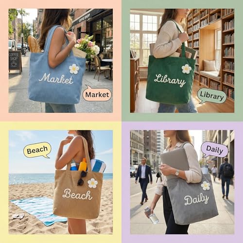 Bolso Tote personalizado de pana para mujer miniatura 6
