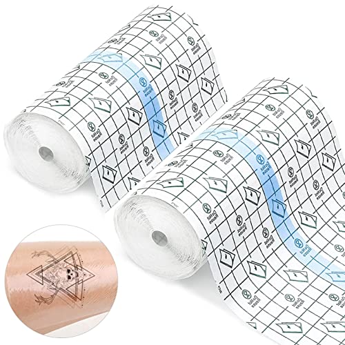 2 Bände Tattoo Folie 15 Cm X 2 M Second Skin Tattoo Folie Heilung Hautheilende Und SchüTzende VerbäNde Hochelastisch Wasserdicht Transparente VerbäNde