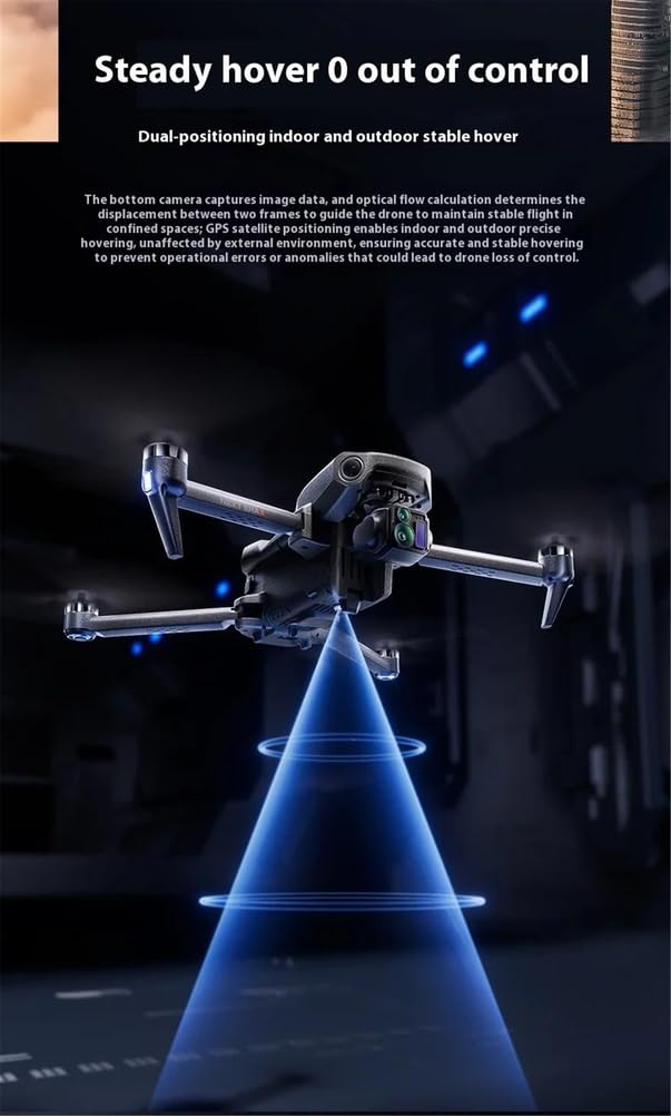 Triple Battery,Drone P7 Max con Giunto cardanico brushless a 3 Assi, Trasmissione di Immagini digitali 5g, Laser per Evitare Ostacoli con Controllo dello Schermo Airdrop