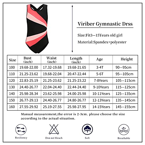 Viriber Leotards For Girls Gymnastics Girls' Activewear Dresses Gymnastics Leotards For Girls Dance Ballet Suit(150(12-13T),Pink&Watermelon Red) #TOP3