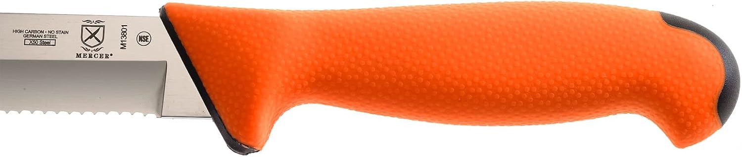 Mercer Culinary Mercer Sport M13801 Fishing Knife, 9" Utility Fishing Slicer, Scalloped, Orange