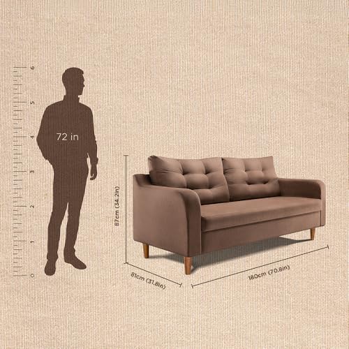 Image of Duroflex Ease - 3 Seater Sofa | Premium Fabric, High Comfort Foam, Durable Wood Frame & Easy Maintenance | 3 Year Warranty | Three Seater Sofa for Living Room - Beige