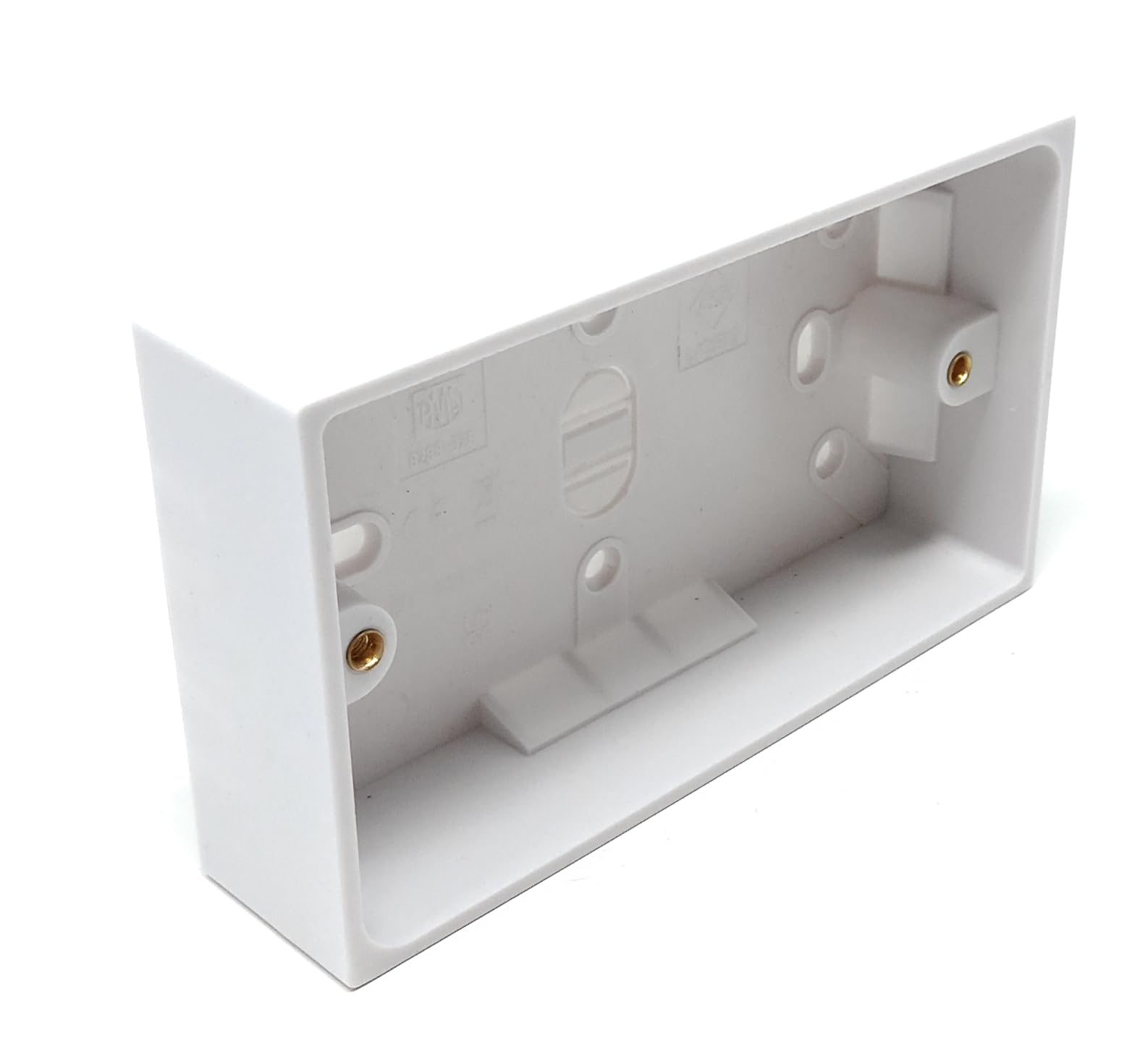 2 Gang Surface Mount Back Box - White Pattress 147mm x 86mm x 32mm, Durable Electrical & Network Faceplate Mounting Box (1)