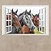 Home Find Horse Wall Decals 3D Faux Window View Decals Removable Fake Window Scene Wall Stickers Home Decor Art Mural Animals for Living Room Kids Room Nursery 23 inches x 15 inches