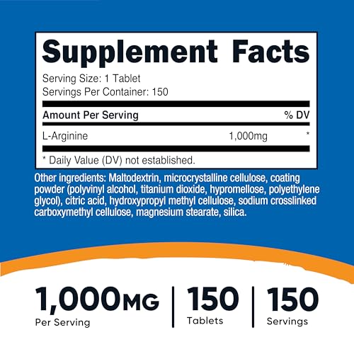Image of Nutricost L-Arginine 1000mg, Amino Acid Tablets (150 Tablets)