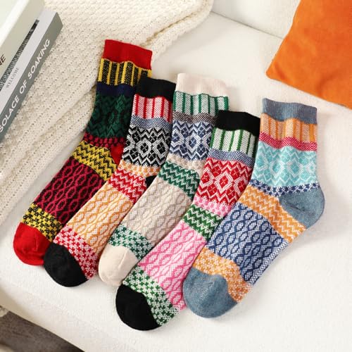 Image of Premillow Wool Socks for Women - Womens Wool Socks Winter Sock for Women Men Warm Thick Knit Soft Vintage Casual Crew Sock