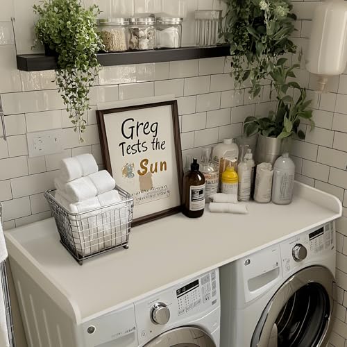 Kaboon Washer Dryer Countertop 58" x 28" Extra Large Version, Melamine Countertop with 3.5" Edge Rails, Laundry Room Organization, White
