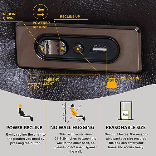 Ipkig Electric Power Recliner Chair With Blue Ambient Lighting, Pu Leather Home Theater Seating Power Recliner With Heated Massage, Cup Holders, Usb Ports, Single Recliner #TOP1