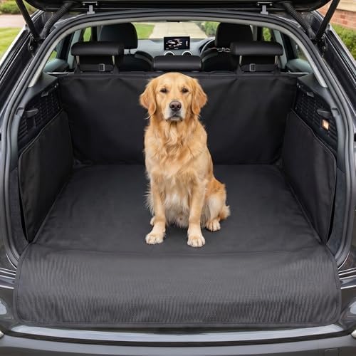 Kofferraum Schutzmatte - Hundedecke & Antirutschmatte mit Seitenschutz | Auto Kofferraumschutz Hund - Wasserfest - Schützt vor Kratzern, Schmutz, Tierhaaren - Hunde Auto Zubehör