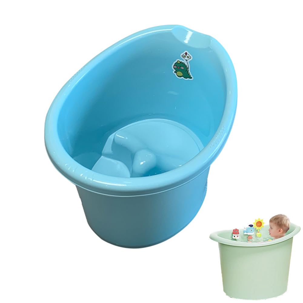 Bañera para niños pequeños con taburete, bañera de bebé, baño más grande para niños más grandes a la hora del baño, bañera para niños de 0 a 3 años (azul)
