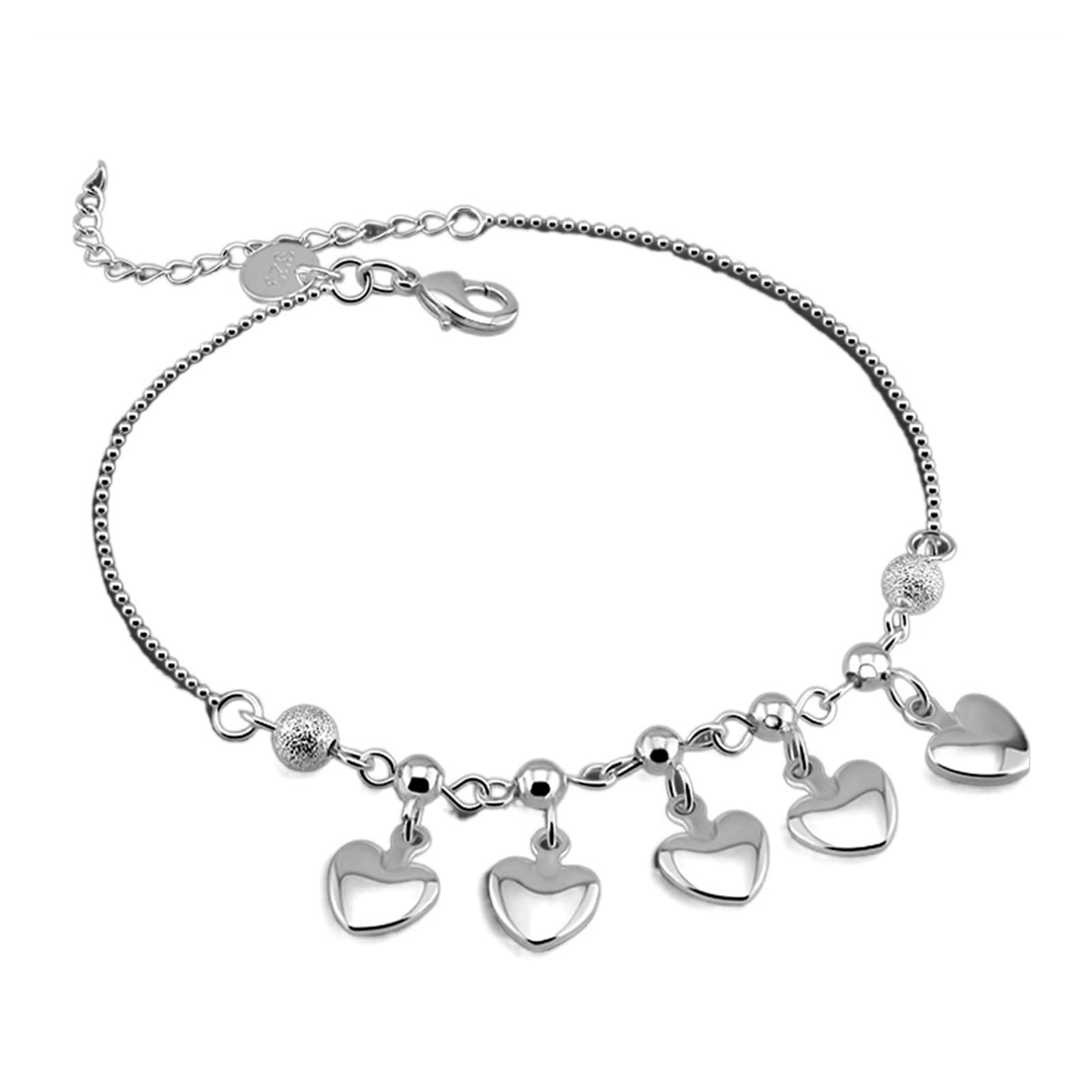 Fußkettchen/Fußkettchen, Vintage-Herz-Knöchelarmband, 925er-Sterlingsilber, Fuß-Strand-Fußkettchen, Damenmode, Barfuß-Schmuck, Fußkettchen
