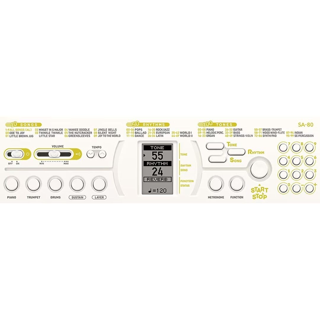 Kit Mini Tastiera Scolastica SA-80 Bianca: Include Tastiera Mini 44 Tasti con 100 Toni e 50 Ritmi, Custodia Protettiva Versatile e Alimentatore Compatibile by MusicalStore2005