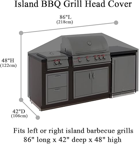 Miniatura 8 de Cubierta de 98 pulgadas para parrilla de barbacoa, resistente al agua, resistente a la intemperie, para cocina al aire libre, barbacoa, color negro