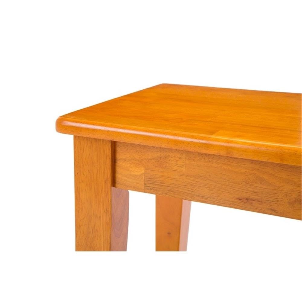 BOWERY HILL 44" Solid Rubberwood Dining Bench, Oak Finish, 18" Seat Height, Farmhouse Shaker Style, Durable Eco-Friendly Design, Entryway, Mudroom or Dining Room Seating