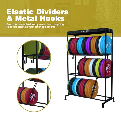 Estante de discos de golf de metal con 3 niveles y gran capacidad 3